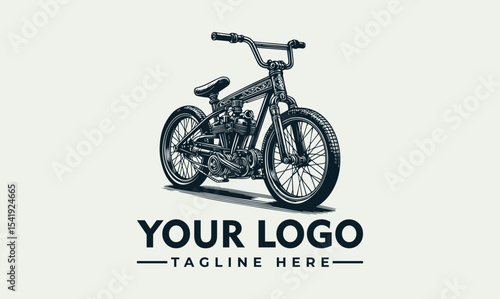 Vintage-style illustration of a BMX bike, perfect for a logo design, showcasing a powerful and stylish two-wheeled machine.