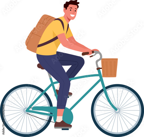 A man ride bicycle with smiling illustration 