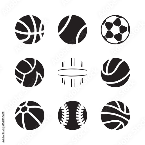 Sports balls vector set. Cartoon ball icons. vector also available on with white background.
