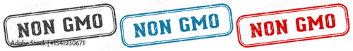 non gmo stamp. non gmo rectangular stamp set isolated on white background