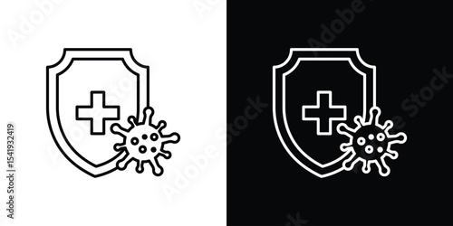 Shield virus icon. Graphic Design vector icon. Ui Ux Icons