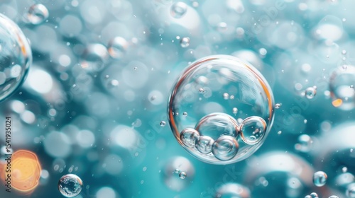 Wallpaper Mural An abstract shot of bubbles suspended in clear water, creating a mesmerizing visual experience that symbolizes freedom, fluidity, and the beauty of the natural world. Torontodigital.ca