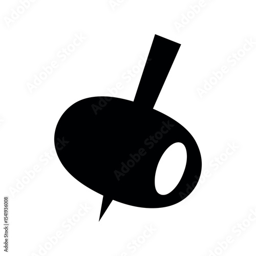 Illustration of black push pin vector graphic for bulletin board and office supplies design element for presentations and tasks vector