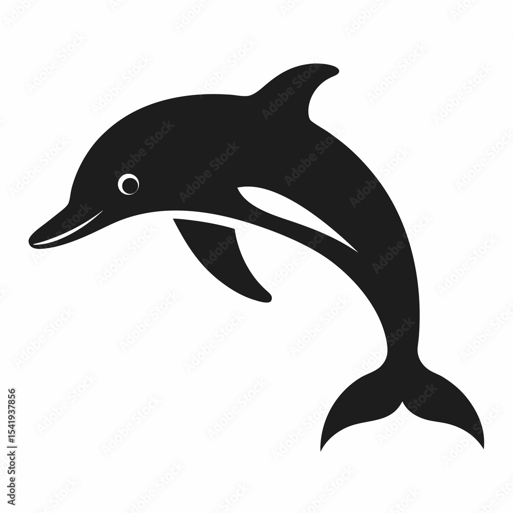 Obraz premium create a simple black flat type dolphin silhouette vector on white background