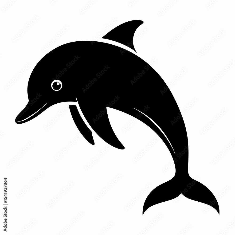 Fototapeta premium create a simple black flat type dolphin silhouette vector on white background