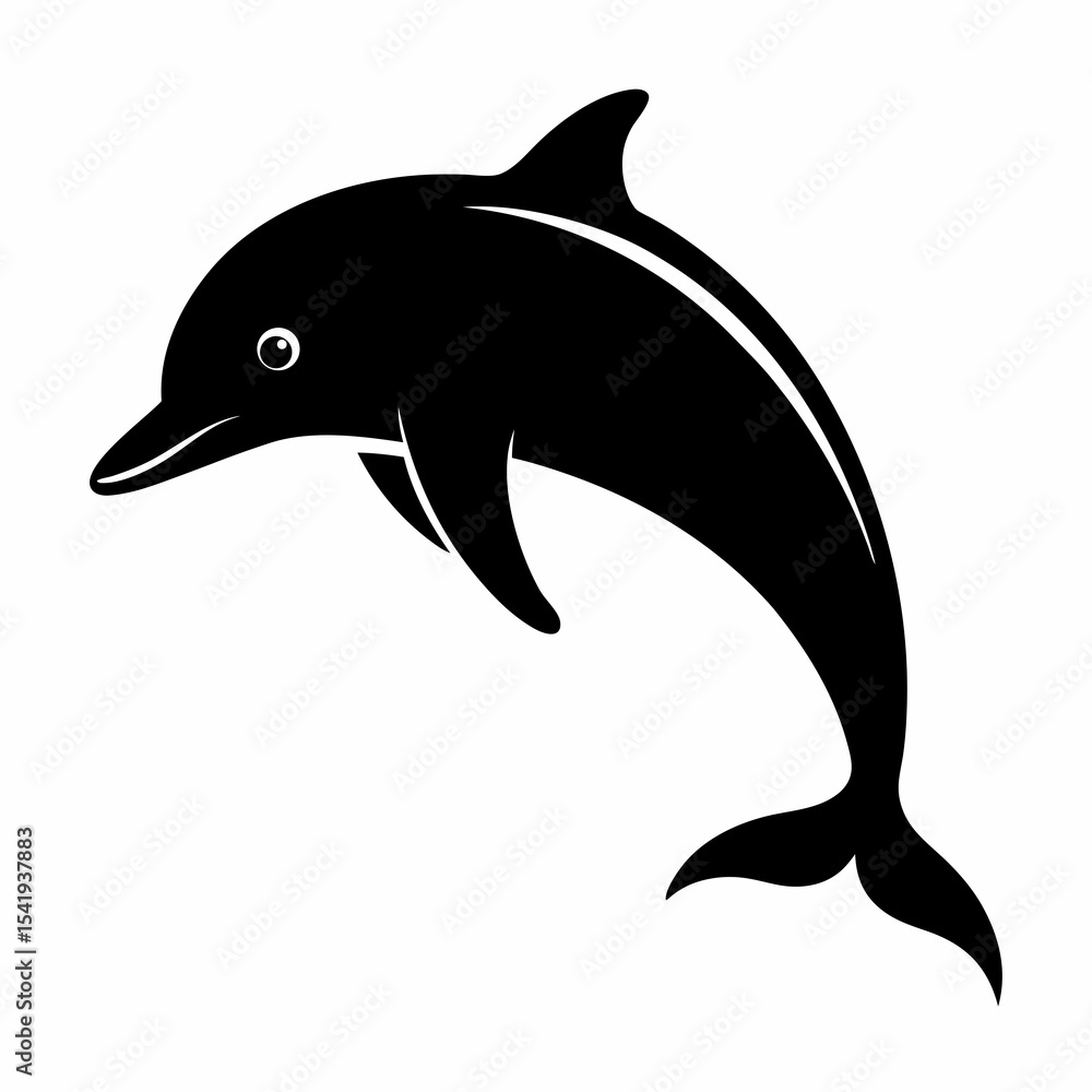 Obraz premium create a simple black flat type dolphin silhouette vector on white background