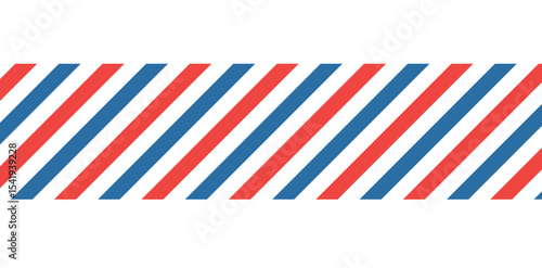 Barber colored liner background. Blue red vector pattern. Diagonal stripe pattern.
