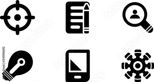 Modern Rounded Filled Seo And Digital Marketing Icon Set