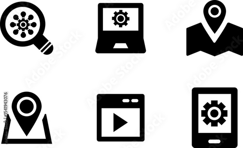 Modern Rounded Filled Seo And Digital Marketing Icon Set