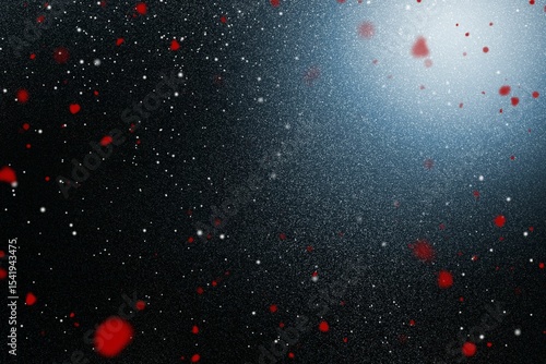 Fototapeta Naklejka Na Ścianę i Meble -  Abstract cosmic vector design is showing white star particles, red blotches and bluish-white glow