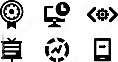 Modern Rounded Filled Seo And Digital Marketing Icon Set