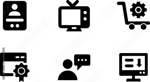 Modern Rounded Filled Seo And Digital Marketing Icon Set