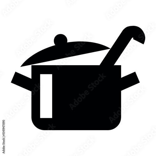 Illustration of stockpot cooking pot with ladle kitchenware vector illustration for culinary and recipe designs use 100 vector