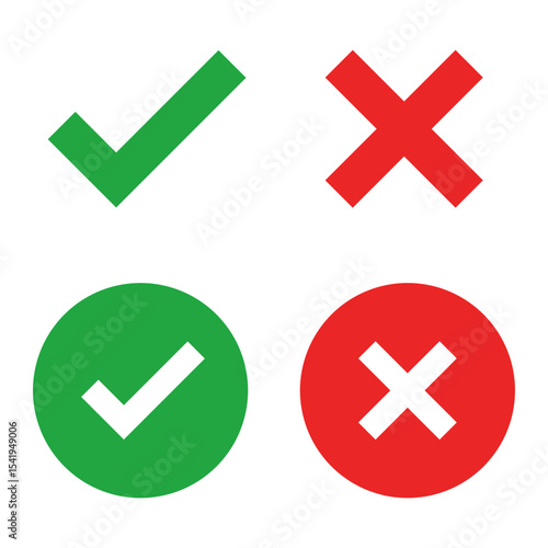 Checkmarks and X marks illustrate approval or denial presenting decision