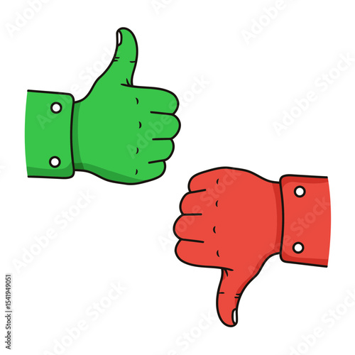 Thumbs up and down signify agreement disagreement feedback for online platforms