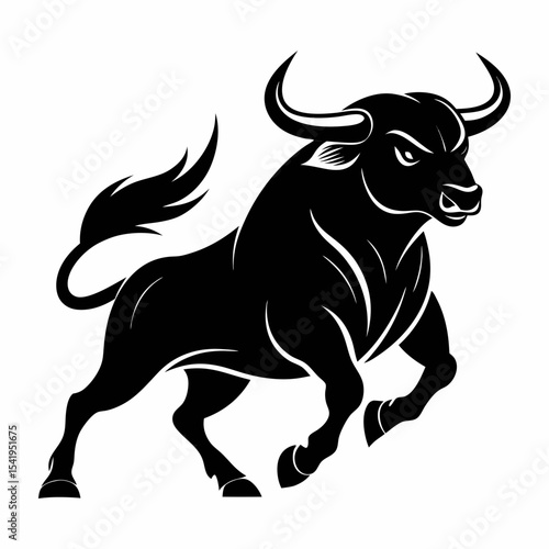 Silhouette vector illustration of a bull