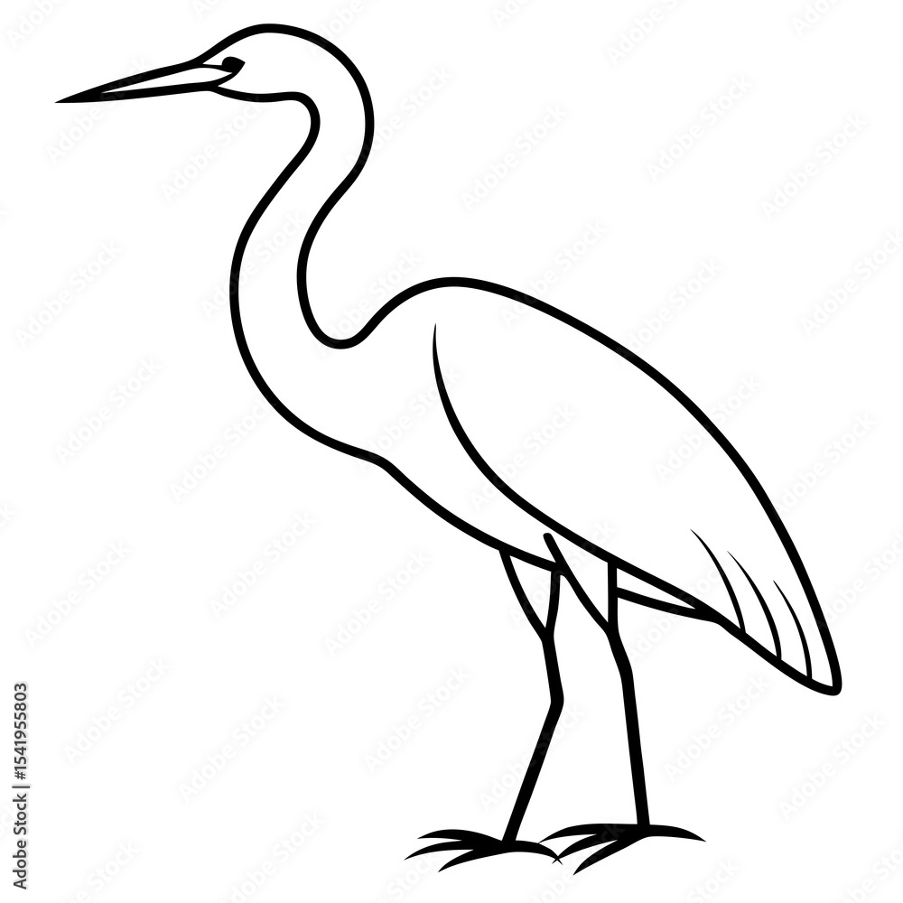 Obraz premium Stylized Heron Outline Design