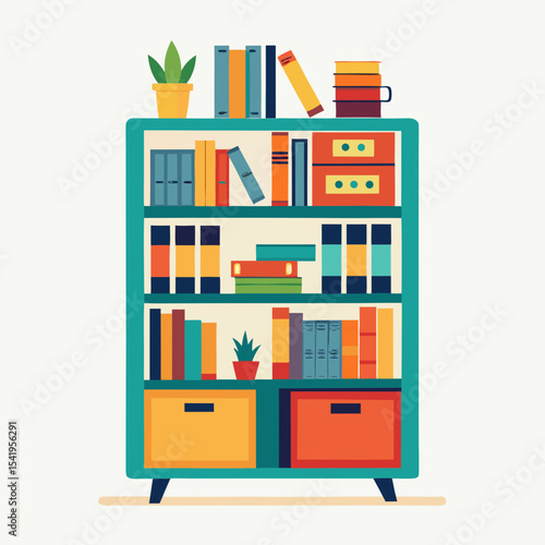 vector illustration of a bookshelf