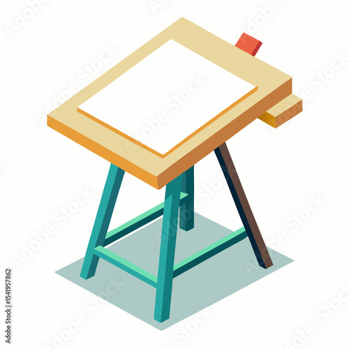 wooden easel isolated on white