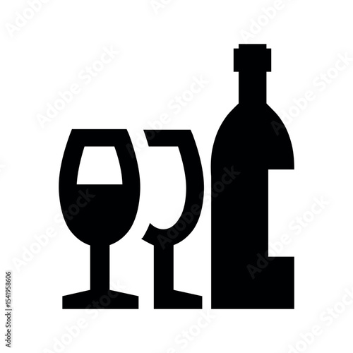 Illustration of wine bottle and glasses vector illustration for restaurant bar or celebration design and logo template needs vector
