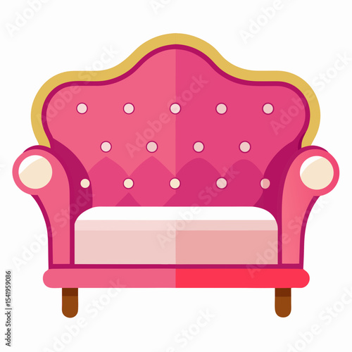 red sofa on white background