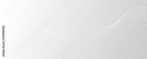 Abstract white wave dynamic curve lines on gray background. Energy technology concept modern backdrop design for business, presentation, banner.