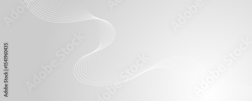 Abstract white wave dynamic curve lines on gray background. Energy technology concept modern backdrop design for business, presentation, banner.