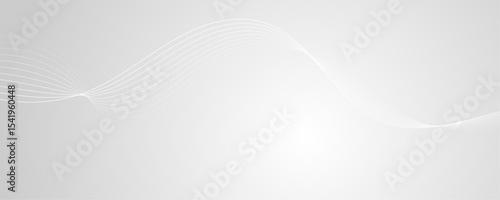 Abstract white wave dynamic curve lines on gray background. Energy technology concept modern backdrop design for business, presentation, banner.