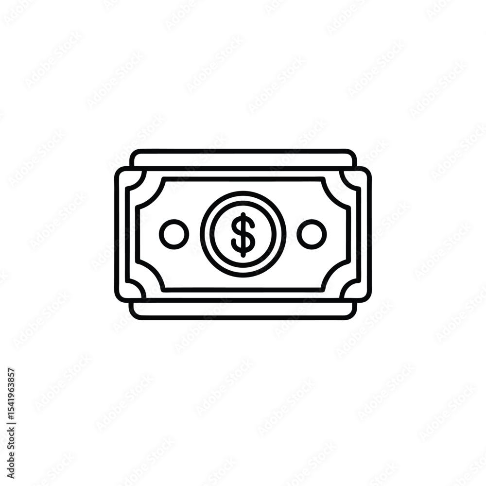 Minimal Money and Coin Vector Icon on Clean White Background Minimal Money and Coin Vector Icon on Clean White Background