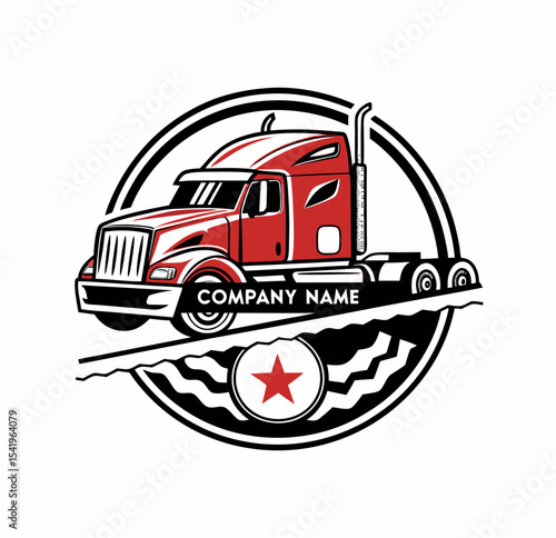Truck company logo t-shirt graphic design vector illustration 
