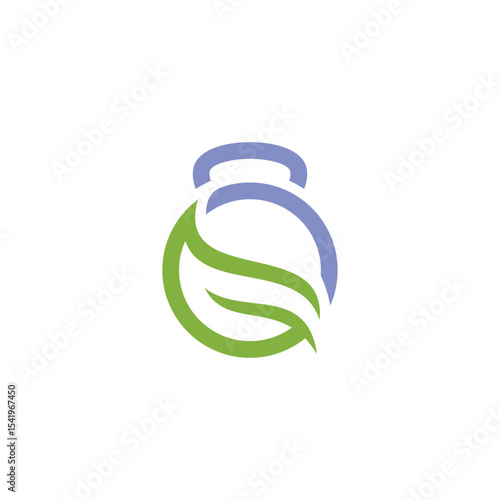 fitness kattlebell leaf logo design