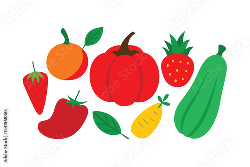 Wallpaper Mural Colorful Fruits and Vegetables Vector Bundle for Healthy Food Designs Torontodigital.ca