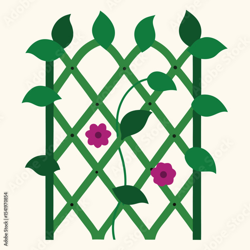 Decorative trellis design with flowers and leaves on a transparent background for various projects