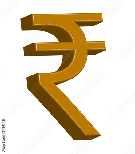 Golden 3D Indian Rupee Symbol Icon - India Currency & Finance