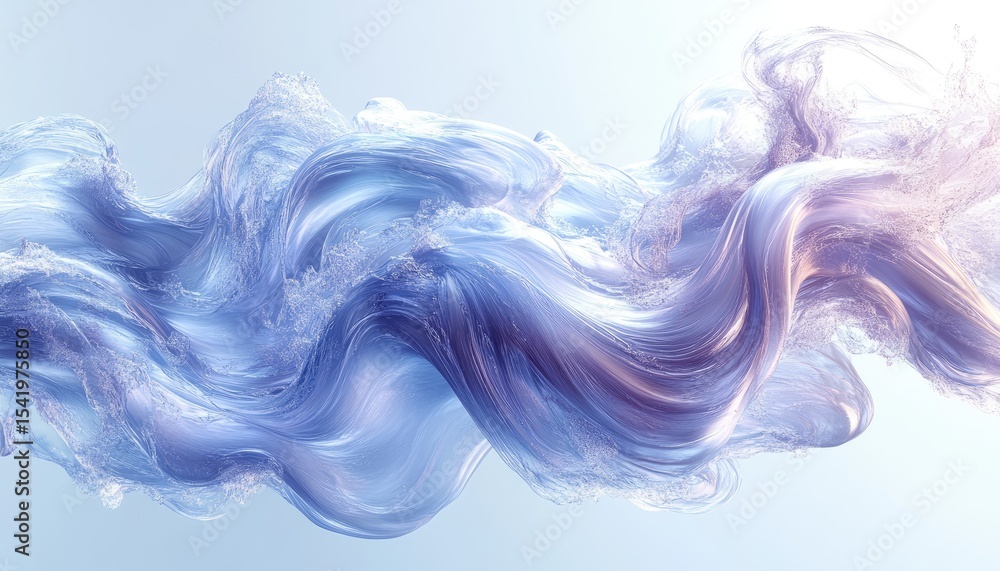 Fototapeta premium Abstract blue wave, clear and transparent, with small bubbles. Great for backgrounds, science, and technology themed visuals.