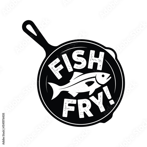 fish, fry, logo, design, vintage, skillet, illustration, seafood, restaurant, branding, event, promotion, retro, cooking, meal, food, frying, pan, chef, culinary, dinner, lunch, dish, graphic, marketi