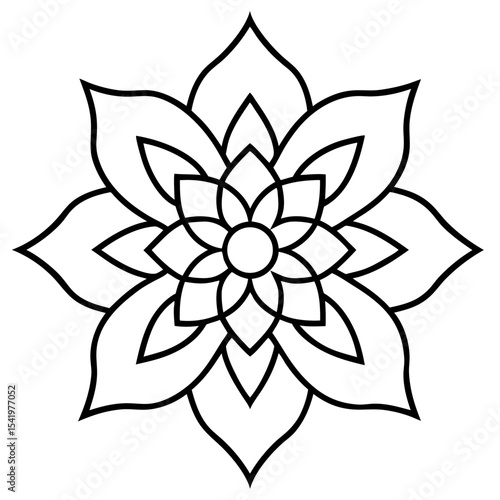Vintage Style Floral Mandala Line Artwork