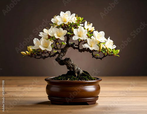 Wallpaper Mural Elegant White Azalea Bonsai Tree A Symbol of Serenity and Tranquility Torontodigital.ca
