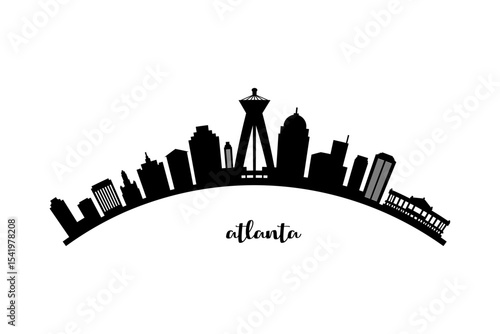 Atlanta Skyline Silhouette. Atlanta City. Black and White Silhouette of Atlanta City. Vector Design Isolated on White Background