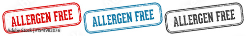 allergen free stamp. allergen free rectangular stamp set isolated on white background