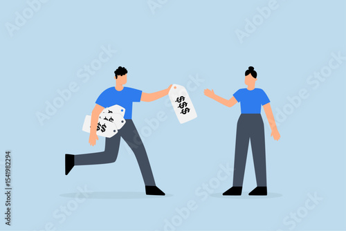 businessman offers price that customer can choose.
