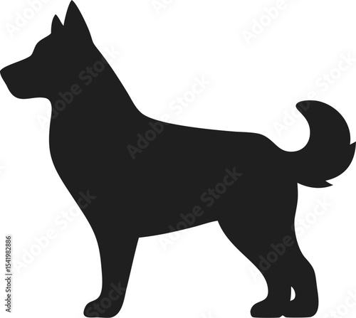 Minimalist Silhouette of a Dog Standing Profile Animal Illustration