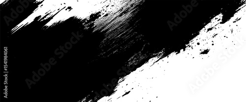 Vector abstract black brush art grunge texture paint strokes on white background 