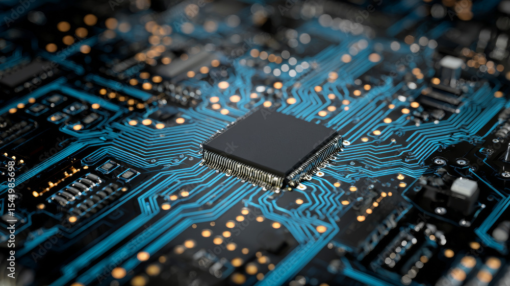 Technology circuit board background. Electronic motherboard concept or artificial intelligence engineering
Technology circuit board background. Electronic motherboard concept or artificial intelligence engineering