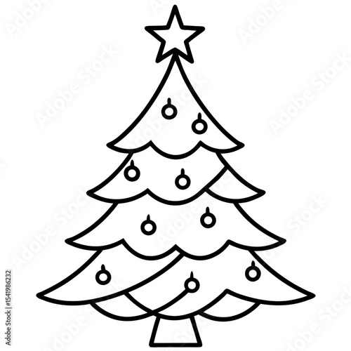 Christmas Tree line art vector
