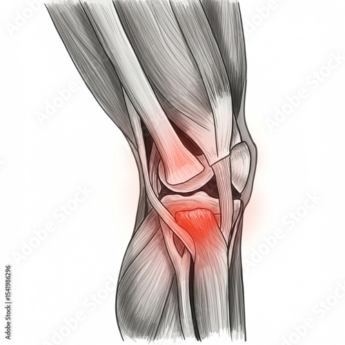 Understanding Knee Pain: Anatomy & Causes of Joint Inflammation isolated on transparent background
