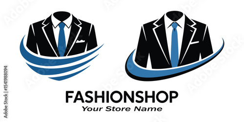 Men's Clothing and Formal Wear Logo, Suit and Tie Icon, On White Background
