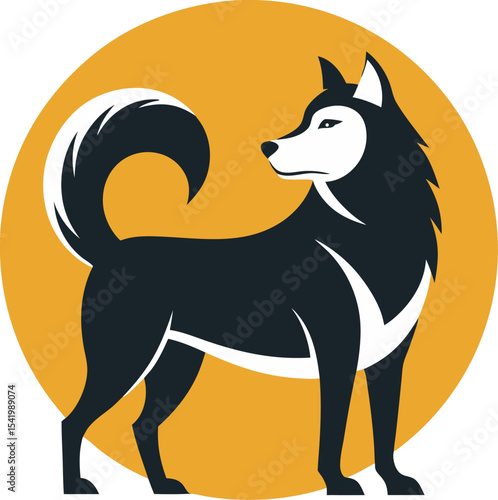 Yakutian Laika silhouette vector icon 
