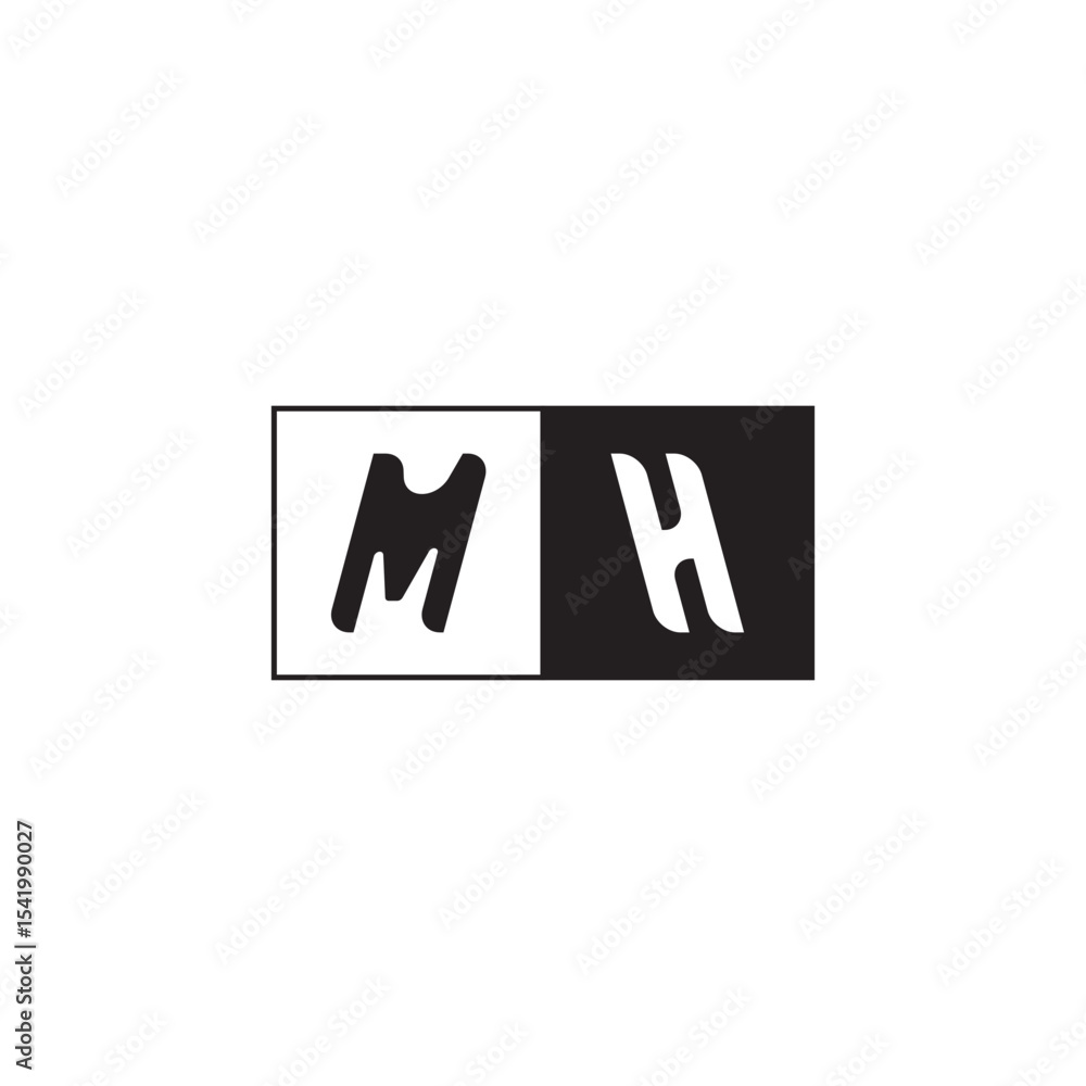 Fototapeta premium Monogram Logo Design Unique Simple Bold MH Initial Alphabet Vector Alphabet