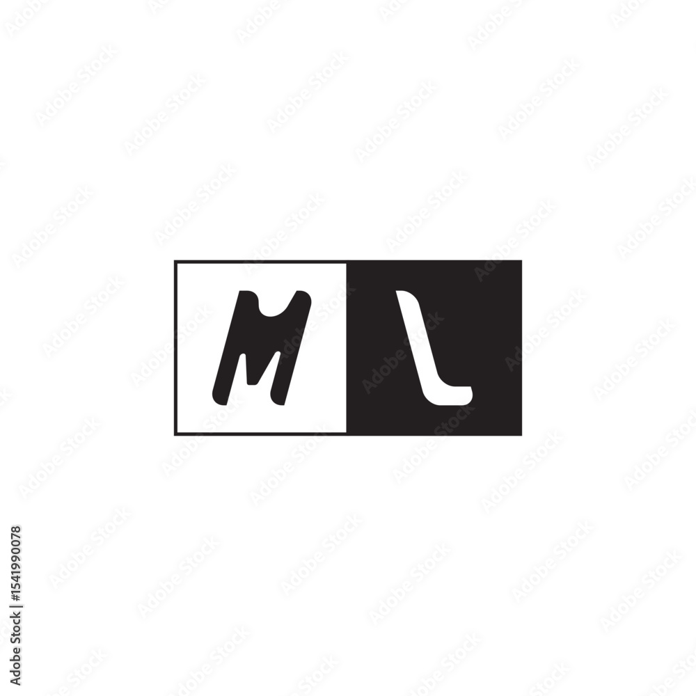 Fototapeta premium Monogram Logo Design Unique Simple Bold ML Initial Alphabet Vector Alphabet